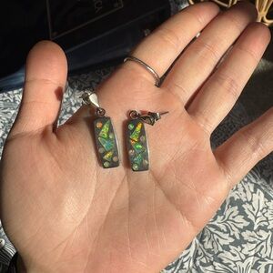 Vintage Opal Inlay Earrings